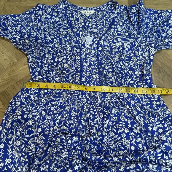 Boden Trim Detail Midi Dress Jersey Blue Floral Women’s Size 10 Regular - Picture 10 of 13